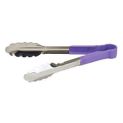 Winco UTPH-12P Allergen-Free Stainless Steel Utility Tongs, 12"