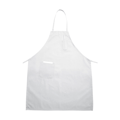 Winco BA-PWH Signature Delantal de chef de 33 x 26 pulgadas de longitud completa con 2 bolsillos, color blanco