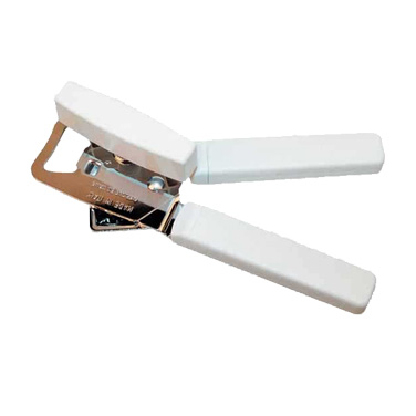 Winco CO-530 Can Opener, portable, white PVC handles, stainless steel