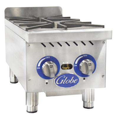 Globe GHP12G Hot Plate, gas, countertop, (2 Burner), 44,000 BTU