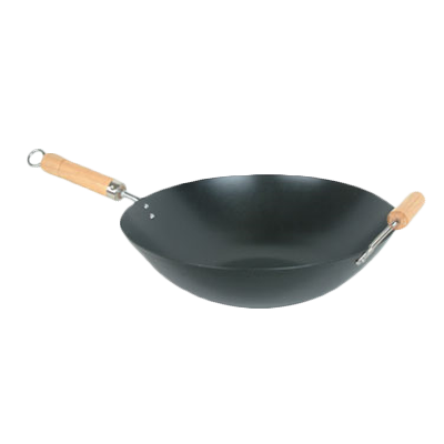 Thunder Group TF002 14" Non-Stick Carbon Steel Wok w/ Wood Handle