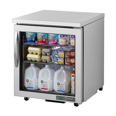 1 refrigerador bajo encimera de una sección, 33-38° F, (1) puerta de vidrio