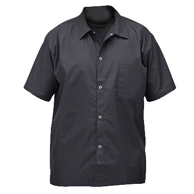 Winco UNF-1KXL Short-Sleeved Chef Shirts, Snap Buttons, Black XL